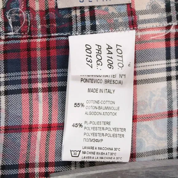 Tintoria Mattei NWT Sport Shirt Size 15.75 40 Red Paisley & Flannel 100% Cotton